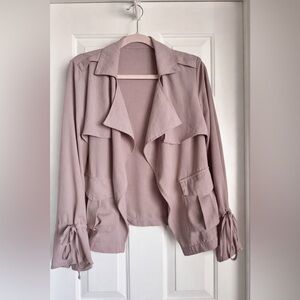 Lulus Dusty Mauve Waterfall Jacket with Tie Cuffs Size:XS